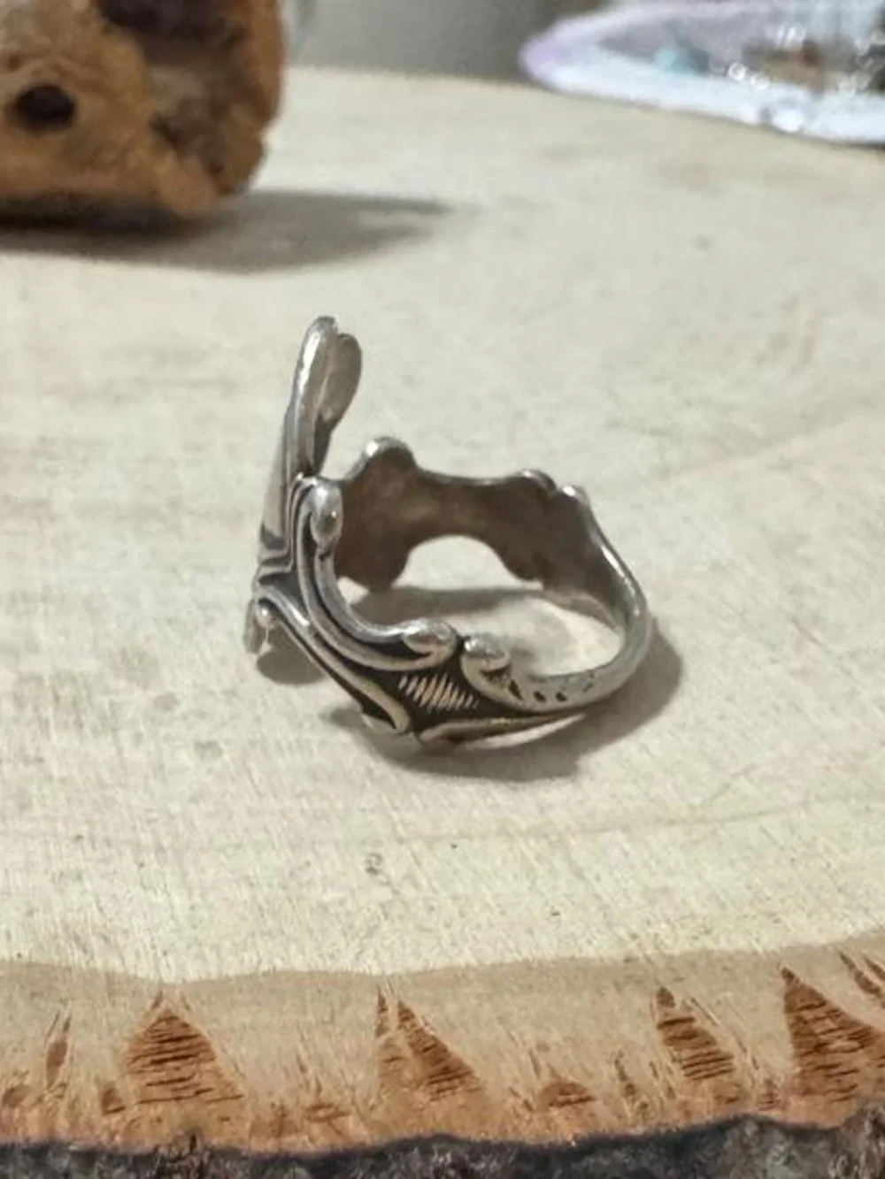 Vintage Avon Treasured Heart Spoon Ring 925 Sterling Silver adjustable Sz 7 to 8